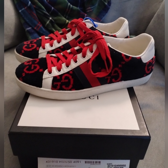 Gucci Ace Velvet Sneakers Size 6.5 - Picture 1 of 11